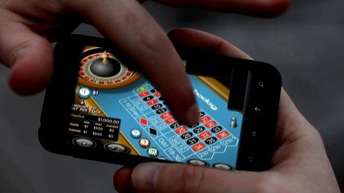 Playing roulette on a mobile phone